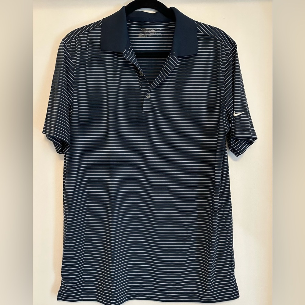 Nike Golf Performance Polo Shirt, Navy Striped, Medium